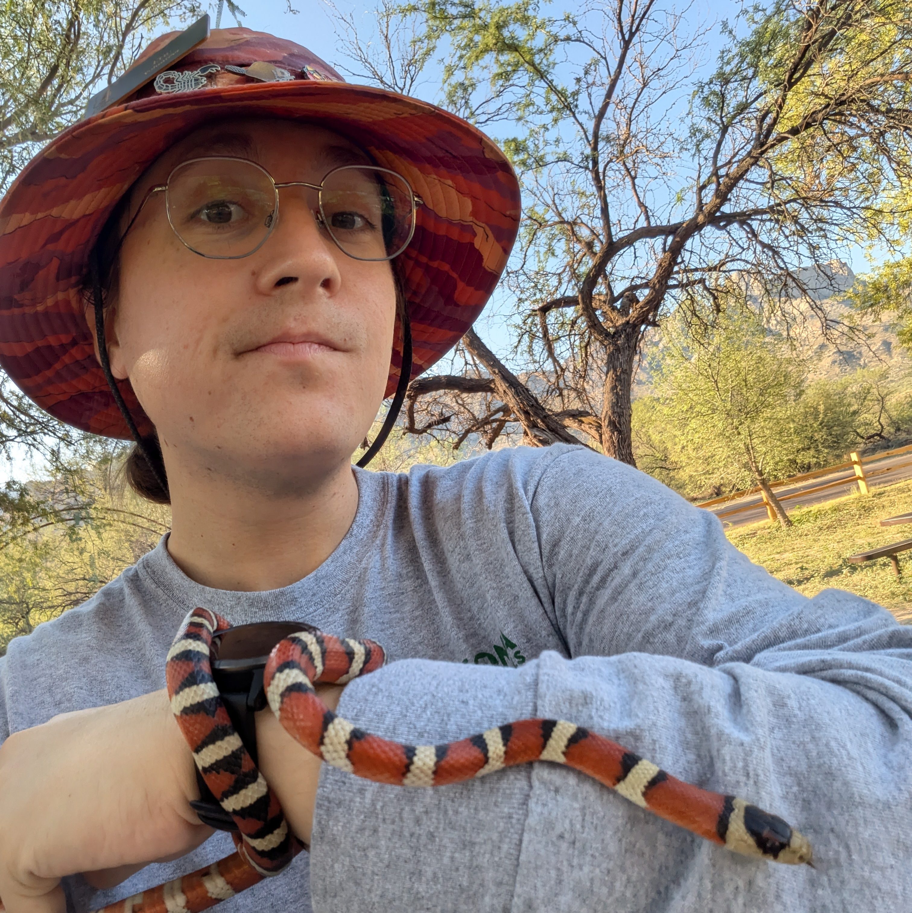 Eric with a Madrean mountain kingsnake 